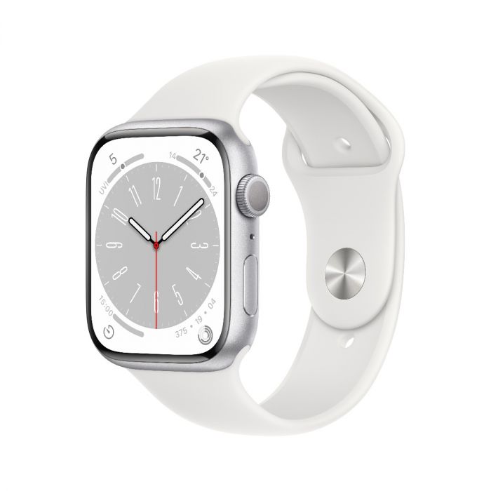 Apple Watch Series 8 GPS 41mm Silver Aluminium Case with White Sport Band - Regular